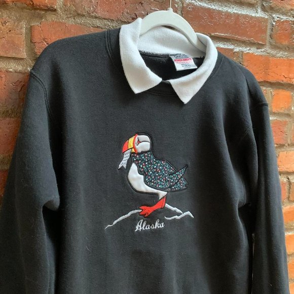 Vintage Adorable Puffin Novelty Sweatshirt - Picture 2 of 4